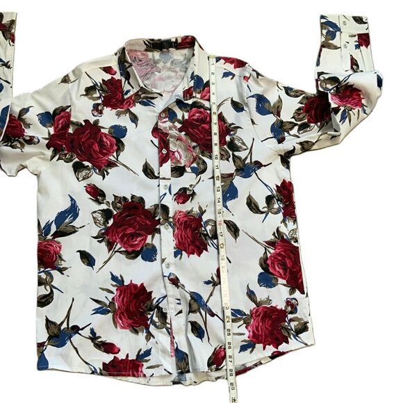 Womens White Multi Floral Print Long Sleeve Button Up Cottagecore Shirt Small - Picture 7 of 13